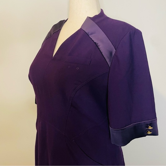 Delta Airlines Zac Posen Flight Attendant Dress Passport Plum, Gold Buttons - Picture 11 of 16